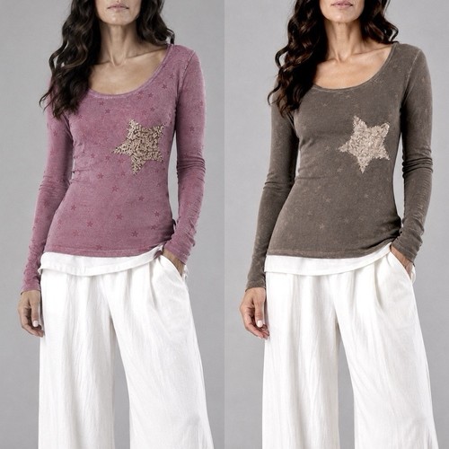 Damen longsleeve stern - longsleeve,